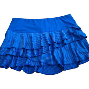 Lucky in Love Womens Sz L Tennis Golf Pickleball Skort Shadow Rally Ruffle BLUE